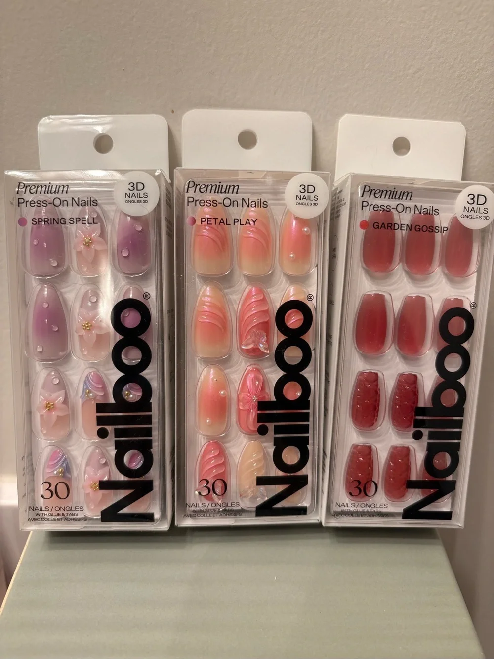 Nailboo Premium 3D Press-On Nails - 3 Sets